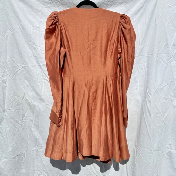 Antonio Melani Copper Satin Wrap w Button Detail Cap Puff Sleeves NWT - Picture 2 of 3